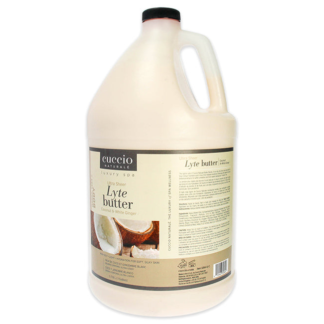 Cuccio Ultra Sheer Lyte Butter - Coconut and White Ginger by Cuccio for Women - 1 Gallon Body Butter