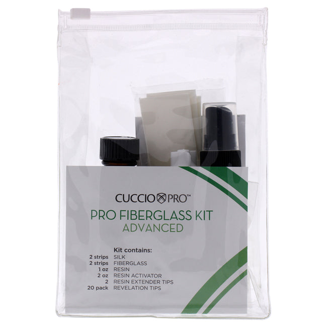 Cuccio Pro Pro Fiberglass Advanced Kit by Cuccio Pro for Women - 1 Kit 2 Strips Silk, 2 Strips Fiberglass, 1oz Resin, 2oz Resin Activator, 2 Resin Extender Tips, 20 Revelation Tips