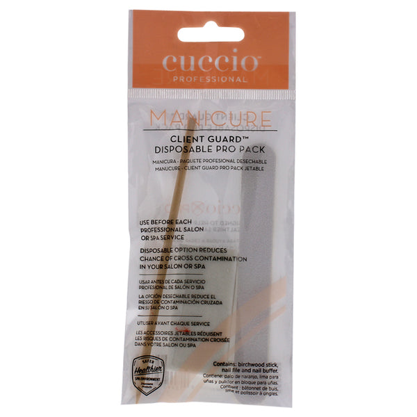 Cuccio Manicure Client Guard Disposable Pro Pack by Cuccio for Women - 3 Pc Birchwood Stick, Nail File, Nail Buffer