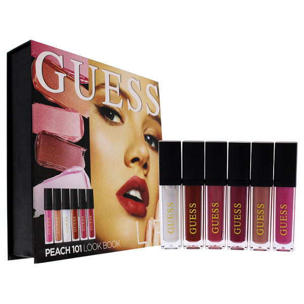 Guess Beauty Lip Lookbook - 101 Peach by Guess for Women - 6 Pc Kit 3 x 0.14oz Lip Gloss, 3 x 0.14oz Matte Liquid Lipstick