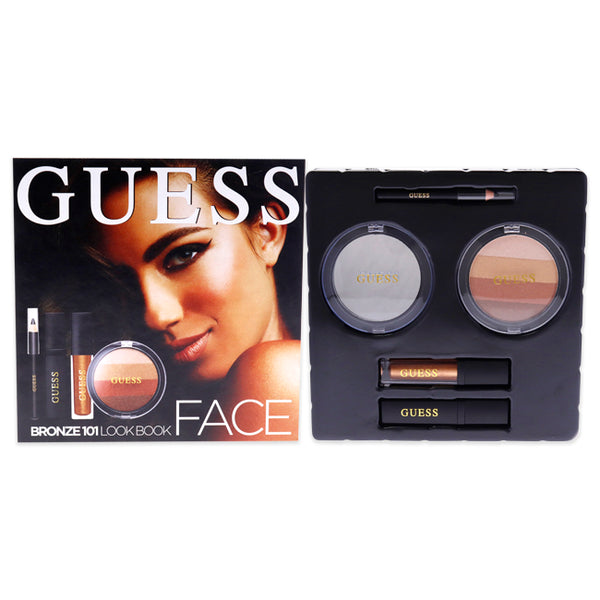 Guess Beauty Face Lookbook - 101 Bronze by Guess for Women - 4 Pc Kit 0.25oz Eye Shadow, 0.14oz Volumizing Black Mascara, 0.14oz Matte Liquid Lipstick, 0.017oz Soft Kohl Black Eyeliner