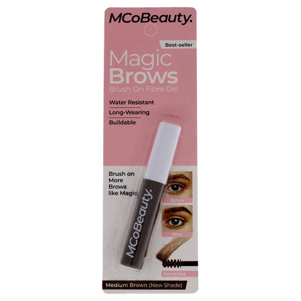 MCoBeauty Magic Brows Brush On Fiber Gel Waterproof - Medium Brown by MCoBeauty for Women - 0.12 oz Eyebrow