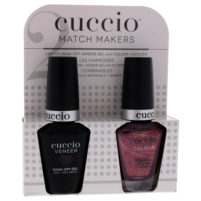 Cuccio Match Makers Set - Cheers to New Years by Cuccio for Women - 2 Pc 0.44oz Veneer Soak Of Gel Nail Polish, 0.43oz Colour Nail Polish