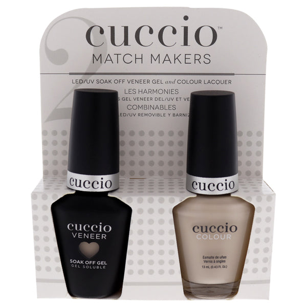 Cuccio Match Makers Set - Left Wanting More by Cuccio for Women - 2 Pc 0.44oz Veneer Soak Of Gel Nail Polish, 0.43oz Colour Nail Polish