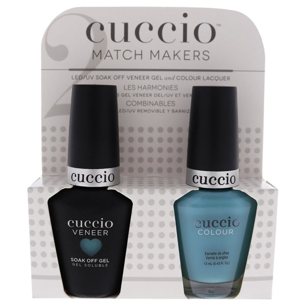 Cuccio Match Makers Set - Aquaholic by Cuccio for Women - 2 Pc 0.44oz Veneer Soak Of Gel Nail Polish, 0.43oz Colour Nail Polish