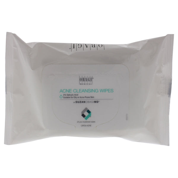 Obagi On the Go Acne Cleansing Wipes by Obagi for Unisex - 25 Count Wipes