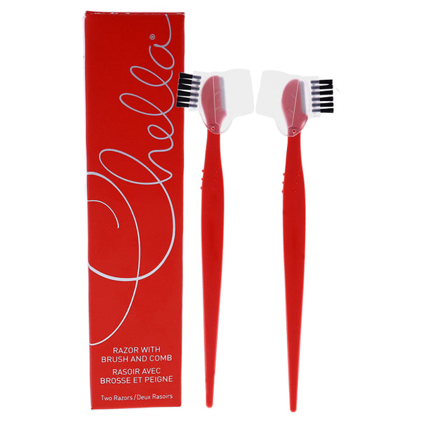 Chella Razor with Brush and Comb Cap by Chella for Women - 2 Pc Brush