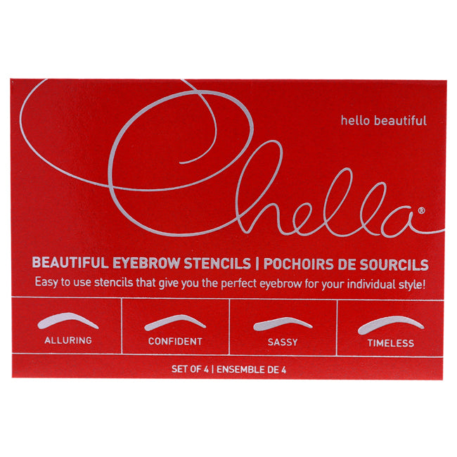 Chella Beautiful Eyebrow Stencils Set by Chella for Women - 4 Pc Eyebrow Stencils