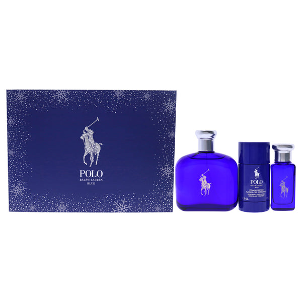 Ralph Lauren Polo Blue by Ralph Lauren for Men - 3 Pc Gift Set 4.2oz EDT Spray, 1oz EDT Spray, 2.6oz Deodorant Stick