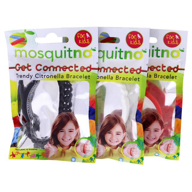 Mosquitno Get Connected Citronella Bracelet Set by Mosquitno for Kids - 3 Pc Bracelet Red, White, Black