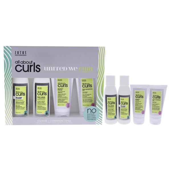 All About Curls Starter Kit by All About Curls for Unisex - 4 Pc 3oz Cleanser, 3oz Conditioner, 1.7oz Gel, 1.7oz Cream