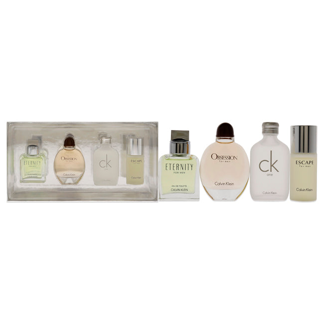 Calvin Klein by Calvin Klein for Men - 4 Pc Mini Gift Set 0.5 oz Eternity EDT, 0.5 oz Escape EDT, 0.5 oz CK One EDT and 0.5 oz Obsession EDT