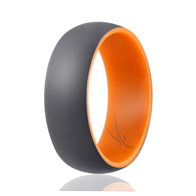 ROQ Silicone Ring - Duo Collection Dome Style - Orange-Grey by ROQ for Men - 8 mm Ring