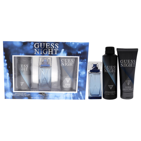 Guess Guess Night by Guess for Men - 3 Pc Gift Set 3.4oz EDT Spray , 6.0oz Body Spray, 6.7oz Shower Gel