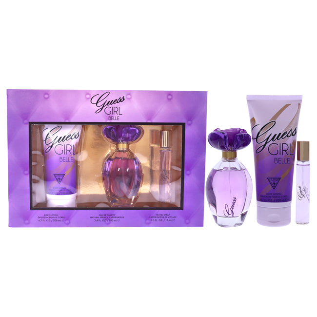 Guess Guess Girl Belle by Guess for Women - 3 Pc Gift Set 3.4oz EDT Spray , 0.5oz EDP Travel Spray, 6.7oz Body Lotion