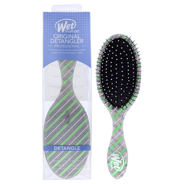 Wet Brush Pro Original Detangler Holiday Brush - Green Silver Stripe by Wet Brush for Unisex - 1 Pc Hair Brush