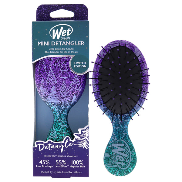 Wet Brush Mini Detangler Winter Glitter Brush - Holiday Trees by Wet Brush for Women - 1 Pc Hair Brush (Limited Edition)