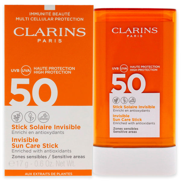Clarins Invisible Sun Care Stick SPF 50 by Clarins for Unisex - 0.6 oz Sunscreen