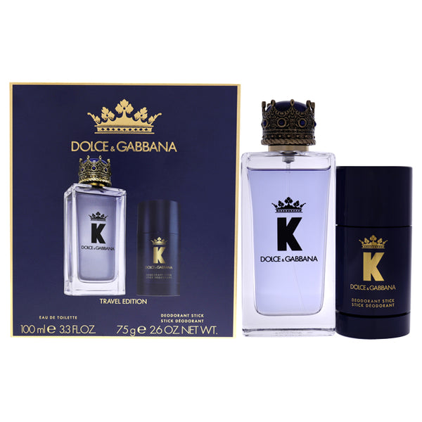 Dolce & Gabbana K by Dolce and Gabbana for Men - 2 Pc Gift Set 3.3oz EDT Spray, 2.6oz Deodorant Stick