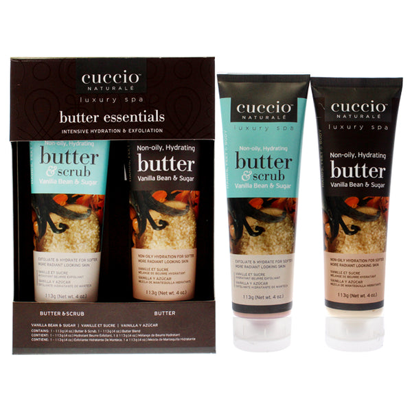 Cuccio Luxury Spa Butter Essentials Kit - Vanilla Bean and Sugar by Cuccio for Women - 2 Pc 4oz Butter Scrub , 4oz Butter