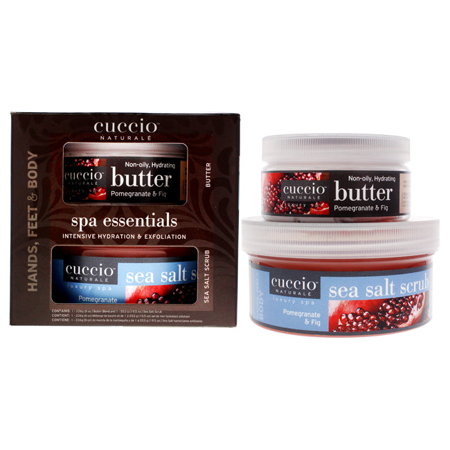 Cuccio Spa Essentials Kit - Pomegranate and Fig by Cuccio for Women - 2 Pc 19.5oz Sea Salt Scrub, 8oz Butter Blend