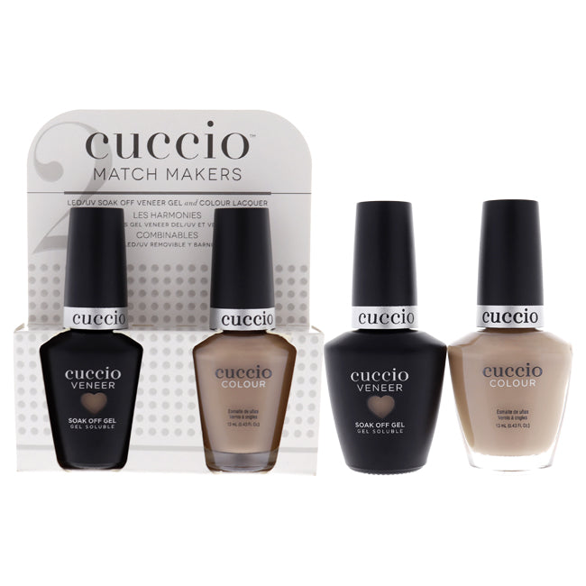 Cuccio Match Makers Set - See You Latte by Cuccio for Women - 2 Pc 0.44oz Veneer Soak Of Gel Nail Polish, 0.43oz Colour Nail Polish