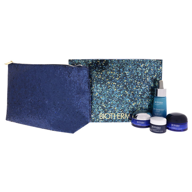 Biotherm Life Plankton Elixir Set by Biotherm for Women - 4 Pc 1.01oz Fundamental Regenetatin Treatment, 0.50oz Blue Therapy Accelerated, Blue Therapy Night, 0.16oz Blue Therapy Eye