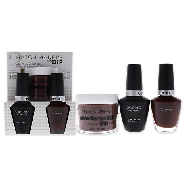 Cuccio Match Makers Plus Dip - Smore Please by Cuccio for Women - 3 Pc 1.6oz Pro Powder Polish Dip System, 0.44oz Veneer Soak Off Gel, 0.43oz Colour Nail Polish