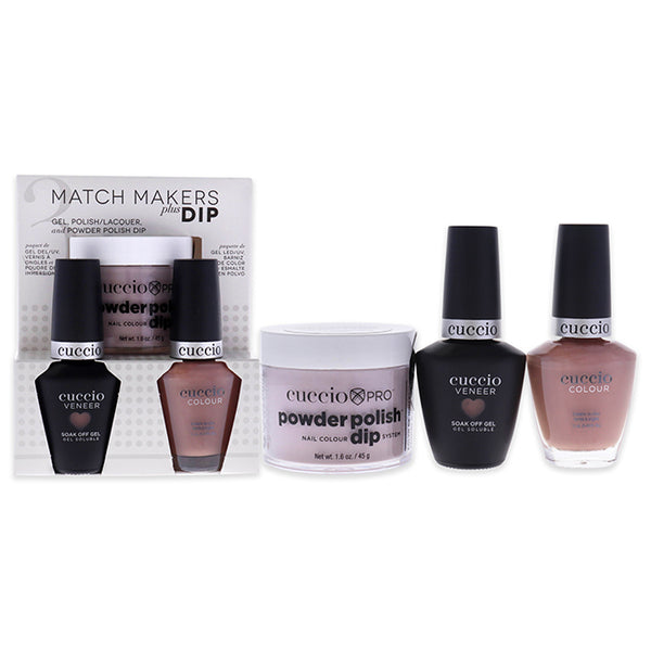 Cuccio Match Makers Plus Dip - Semi Sweet On You by Cuccio for Women - 3 Pc 1.6oz Pro Powder Polish Dip System, 0.44oz Veneer Soak Off Gel, 0.43oz Colour Nail Polish