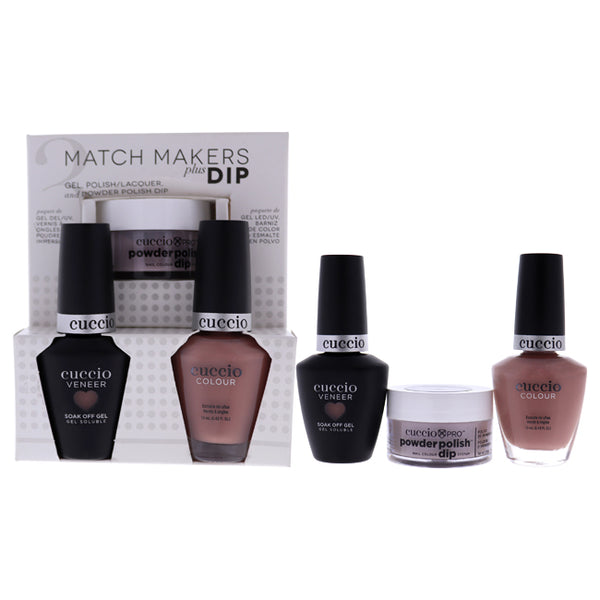 Cuccio Match Makers Plus Dip - Semi Sweet On You by Cuccio for Women - 3 Pc 0.5oz Pro Powder Polish Dip System, 0.44oz Veneer Soak Off Gel, 0.43oz Colour Nail Polish