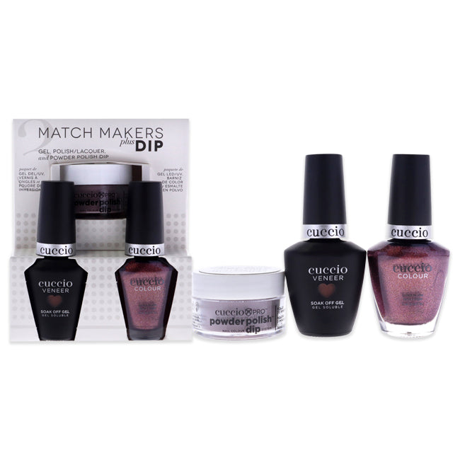 Cuccio Match Makers Plus Dip - Getting Into Trouffle by Cuccio for Women - 3 Pc 0.5oz Pro Powder Polish Dip System, 0.44oz Veneer Soak Off Gel, 0.43oz Colour Nail Polish