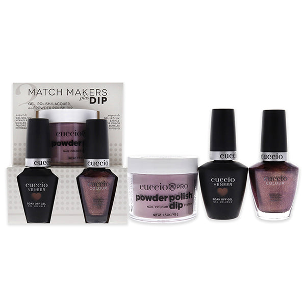 Cuccio Match Makers Plus Dip - Getting Into Trouffle by Cuccio for Women - 3 Pc 1.6oz Pro Powder Polish Dip System, 0.44oz Veneer Soak Off Gel, 0.43oz Colour Nail Polish