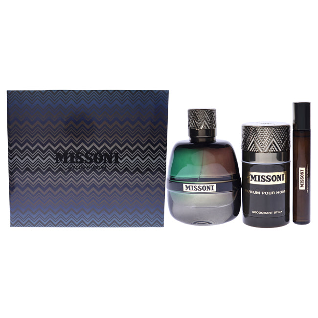 Missoni Missoni by Missoni for Men - 3 Pc Gift Set 3.4oz EDP Spray, 0.33oz EDP Spray, 2.5oz Deodorant Stick