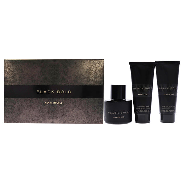 Kenneth Cole Black Bold by Kenneth Cole for Men - 3 Pc Gift Set 3.4oz EDP Spray, 3.4oz Hair and Body Wash, 3.4oz After Shave Balm