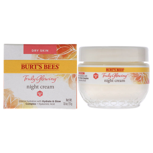 Burts Bees Truly Glowing Night Cream - Dry Skin by Burts Bees for Unisex - 1.8 oz Cream