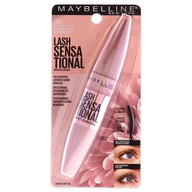 Maybelline Lash Sensational Washable Mascara - Blackest Black by Maybelline for Women - 0.32 oz Mascara