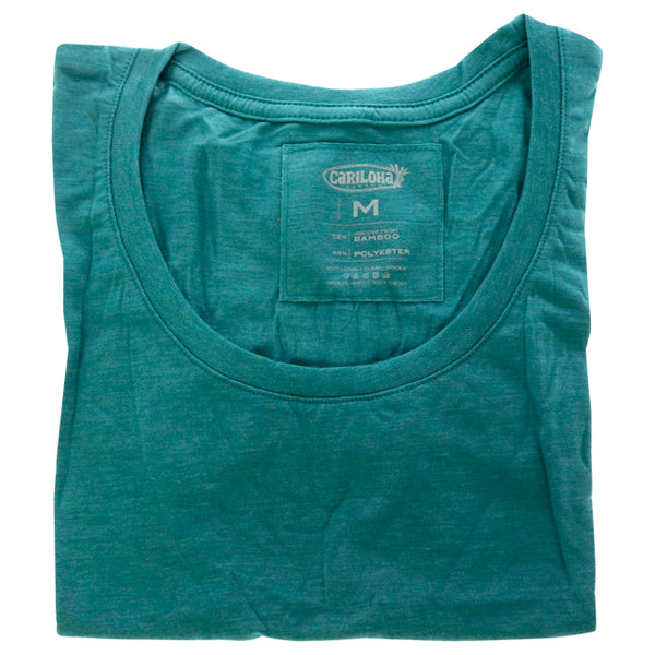 Bamboo Scoop Tee - Tropical Teal Heather by Cariloha for Women - 1 Pc T-Shirt (M)
