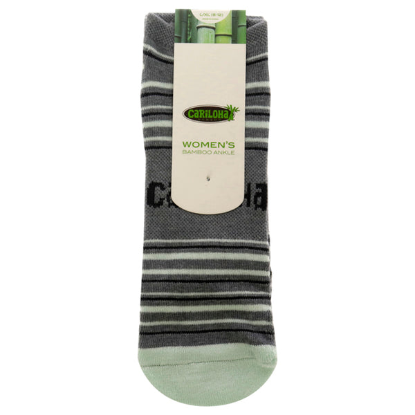 Bamboo Striped Ankle Socks - Heather Gray by Cariloha for Women - 1 Pair Socks (L/XL)