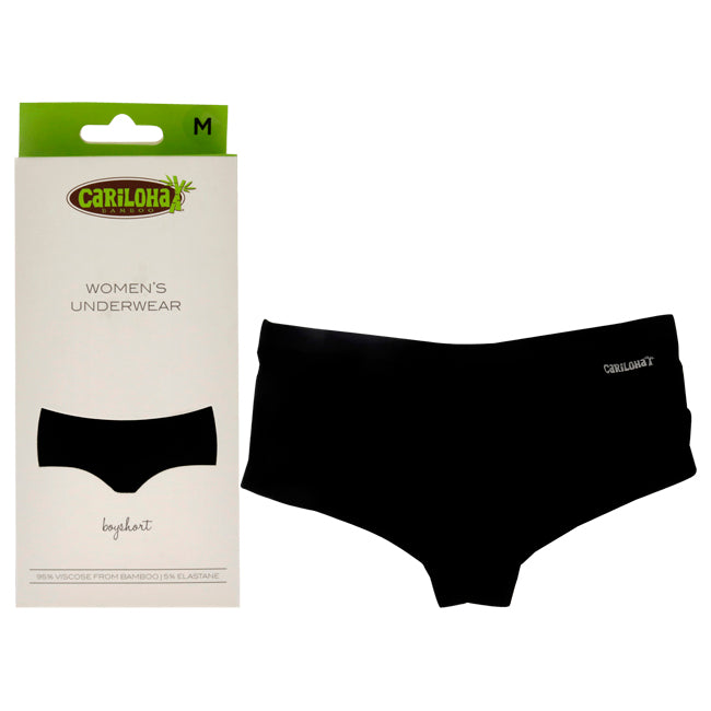 Bamboo Boyshort Briefs - Black by Cariloha for Women - 1 Pc Underwear (M)