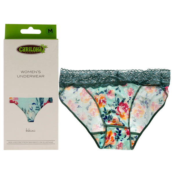 Bamboo Lace Bikini - Aqua Floral by Cariloha for Women - 1 Pc Underwear (M)