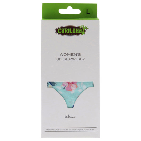 Bamboo Lace Bikini - Aqua Floral by Cariloha for Women - 1 Pc Underwear (L)
