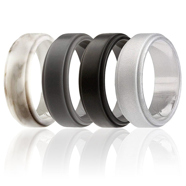 ROQ Silicone Wedding Step Ring Set - Marble by ROQ for Men - 4 x 5 mm ...