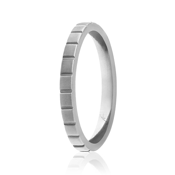 Silicone Wedding Stackble Lines Single Ring - Silver by ROQ for Women - 5 mm Ring