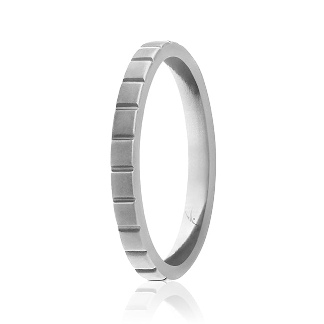 Silicone Wedding Stackble Lines Single Ring - Silver by ROQ for Women - 7 mm Ring