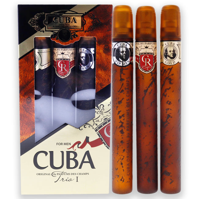 Cuba Cuba Trio 1 by Cuba for Men - 3 Pc Gift Set 1.17oz Cuba Gold EDT Spray, 1.17oz Cuba Royal EDT Spray, 1.17oz Cuba VIP EDT Spray