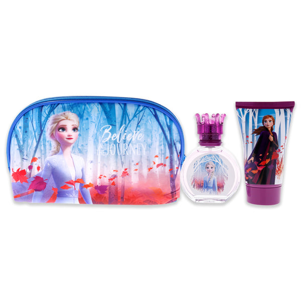 Disney Frozen II by Disney for Women - 3 Pc Gift Set 1.7oz EDT Spray, 3.4oz Shower Gel, Toiletry Bag