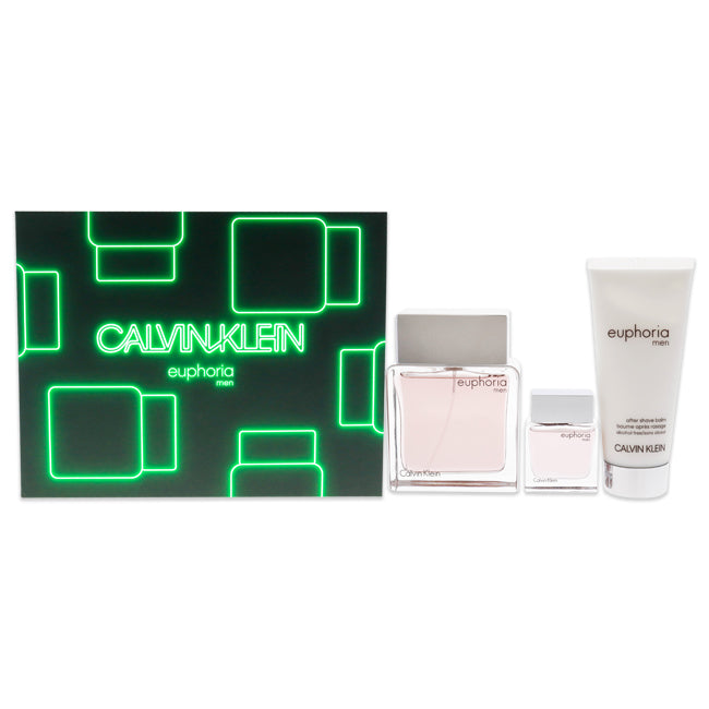 Calvin Klein Euphoria by Calvin Klein for Men - 3 Pc Gift Set 3.3oz EDT Spray, 0.5oz EDT Splash, 3.3oz After Shave Balm