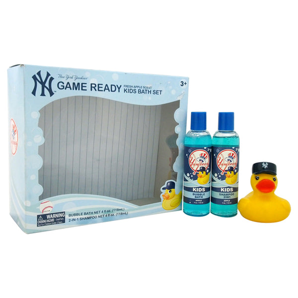 New York New York Yankees Game Ready Kids Bath Set by New York for Kids - 3 Pc Gift Set 4 oz Bubble Bath, 4oz 2-In-1 Shampoo, Rubber Ducky