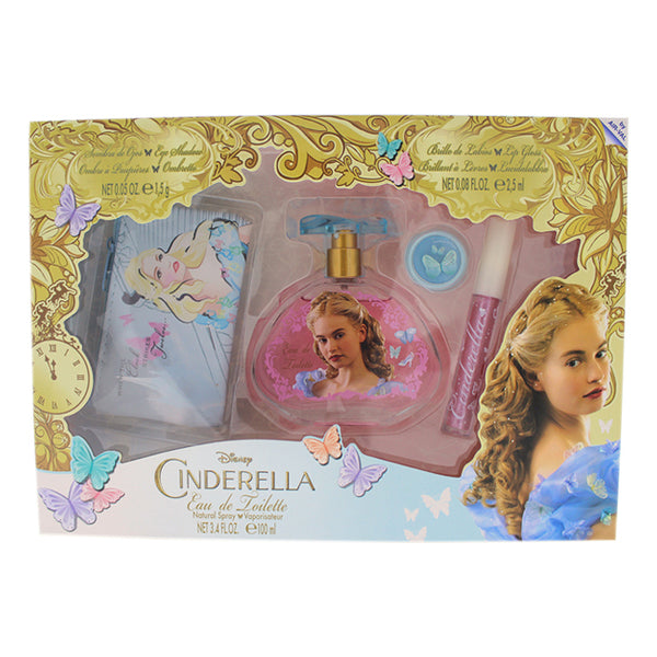 Disney Cinderella by Disney for Kids - 4 Pc Gift Set 3.4oz EDT Spray, 0.08oz Lip Gloss, 0.05oz Eye Shadow, Purse Nice Disney