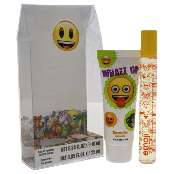 Emoji Whazz Up by Emoji for Kids - 2 Pc Mini Gift Set 0.34oz Rollerball Perfume, 0.85oz Shower Gel
